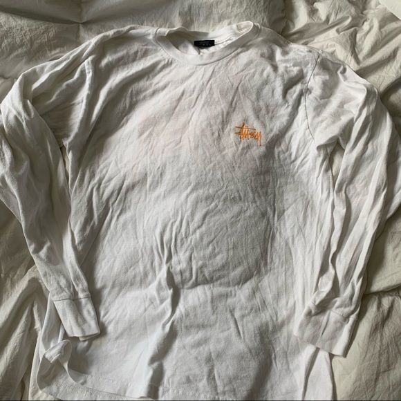 White and orange STUSSY long sleeve shirt - Picture 3 of 4